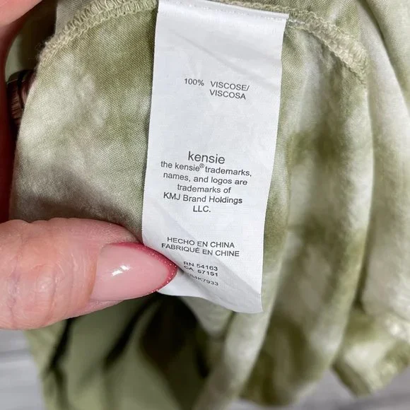 Kensie Women's Dusty Olive Combo Tie-Dye Rayon Dress Sz M - Picture 9 of 10